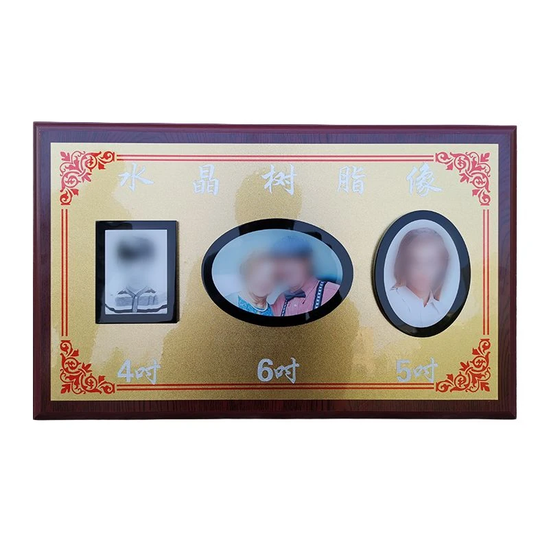 Oval Black & White Amber Resin Memorial Portrait